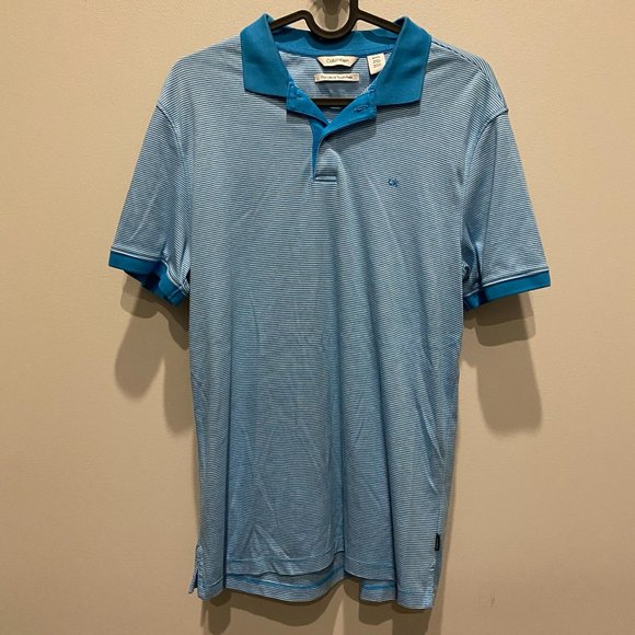 Calvin Klein Microstripe Polo - Blue, size XS - Picture 1 of 5